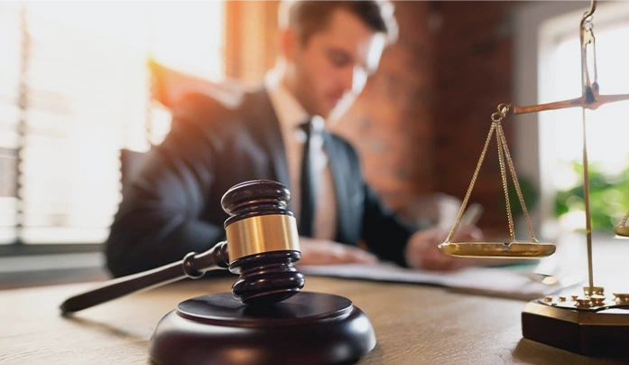 Lawyer sitting at a desk