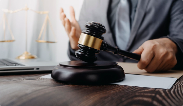 Lawyer hitting a gavel